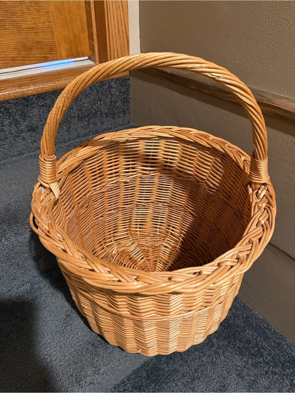 Mid-20th Century Round European Market Basket